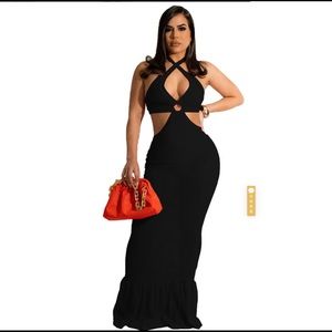 Black Mesh Maxi Dress
